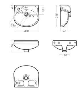 Раковина мини Sanita Лада 37см белый